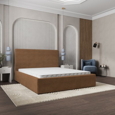 Łóżko Tapicerowane MIRETTI – Tkanina sztruksowa – kolor: Tilia