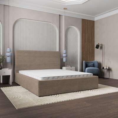 Łóżko Tapicerowane MIRETTI – Tkanina sztruksowa – kolor: Tilia