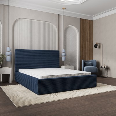 Łóżko Tapicerowane MIRETTI – Tkanina sztruksowa – kolor: Tilia