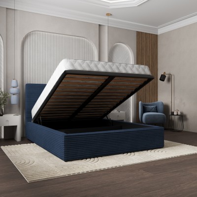 Łóżko Tapicerowane MIRETTI – Tkanina sztruksowa – kolor: Tilia