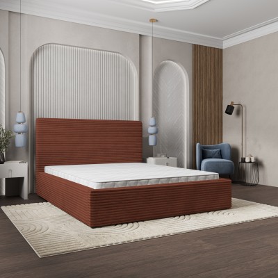 Łóżko Tapicerowane MIRETTI – Tkanina sztruksowa – kolor: Tilia