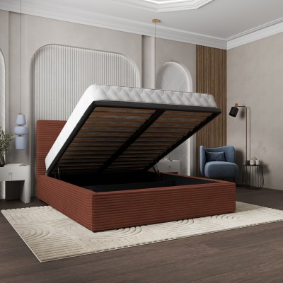 Łóżko Tapicerowane MIRETTI – Tkanina sztruksowa – kolor: Tilia