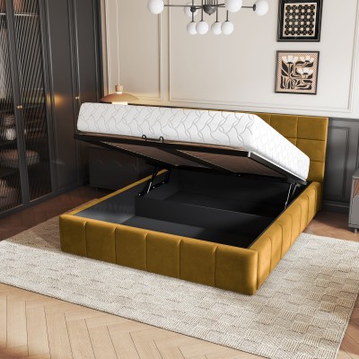 Łóżko Tapicerowane VERTO – Tkanina pluszowa – kolor: Kronos