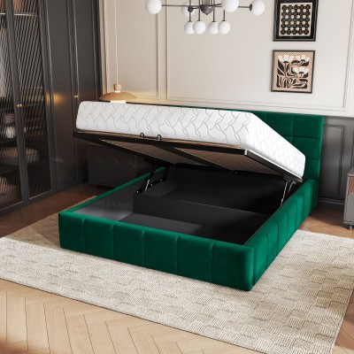 Łóżko Tapicerowane VERTO – Tkanina pluszowa – kolor: Kronos