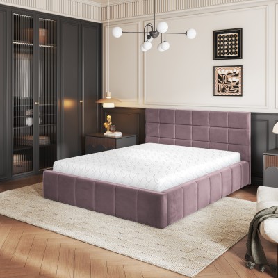 Łóżko Tapicerowane VERTO – Tkanina pluszowa – kolor: Kronos