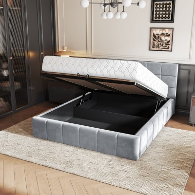 Łóżko Tapicerowane VERTO – Tkanina pluszowa – kolor: Paros