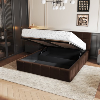 Łóżko Tapicerowane VERTO – Tkanina pluszowa – kolor: Kronos