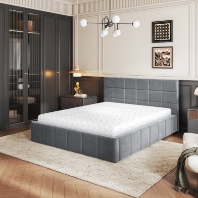 Łóżko Tapicerowane VERTO – Tkanina pluszowa – kolor: Kronos