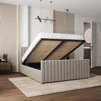 Łóżko Tapicerowane CANOVA – Tkanina pluszowa – kolor: Paros