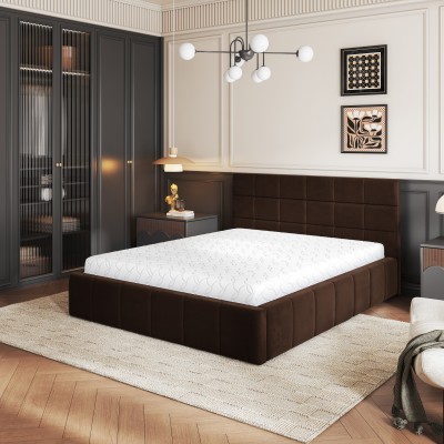 Łóżko Tapicerowane VERTO – Tkanina pluszowa – kolor: Kronos