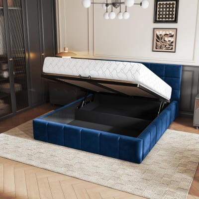 Łóżko Tapicerowane VERTO – Tkanina pluszowa – kolor: Kronos