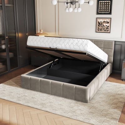 Łóżko Tapicerowane VERTO – Tkanina pluszowa – kolor: Paros