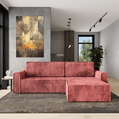 Narożnik VALTINO – Tkanina sztruksowa – kolor: Tilia