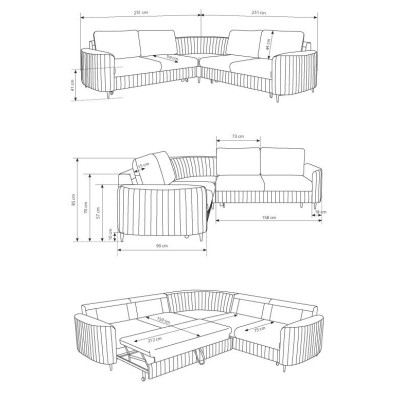 Narożnik VELA - Tkanina welurowa