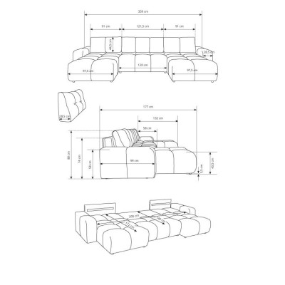 Narożnik DUCA - Tkanina dzianinowa