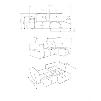 Narożnik ARTE - Tkanina szenilowa