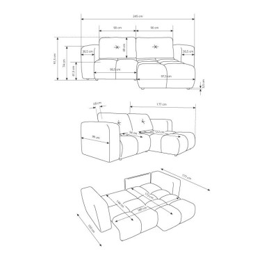 Narożnik ARTE - Tkanina szenilowa