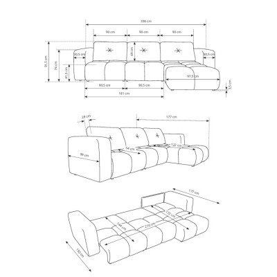 Narożnik ARTE - Tkanina szenilowa