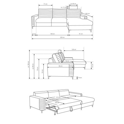 Narożnik GRIFO - Tkanina welurowa