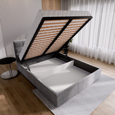 Masseno Łóżko tapicerowane APE z pojemnikiem na pościel 140x200 cm - Beżowy, COSMIC 10