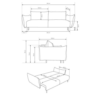 Sofa UNO – Tkanina szenilowa – kolor: Over the horizon