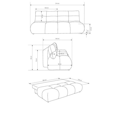 Sofa CORSO – Tkanina bucle – kolor: Now or never