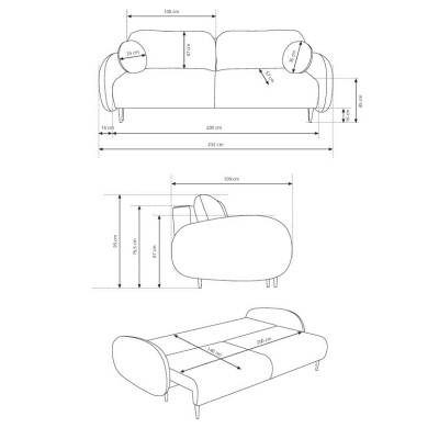 Sofa AGIO – Tkanina welurowa – kolor: Run again