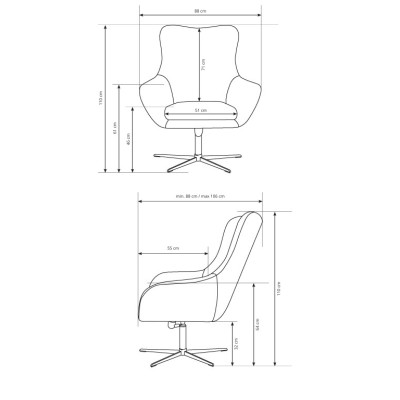 Fotel Obrotowy SOGNO do Salonu Tapicerowany Wygodny Komfortowy Styl Nowoczesny Tkanina bucle Beżowy