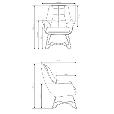 Fotel SEDUTA – Tkanina welurowa – kolor: Mono
