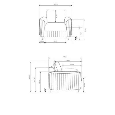 Fotel VELA – Tkanina welurowa – kolor: Castel