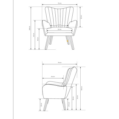 Fotel DINA – Tkanina welurowa – kolor: Velluto