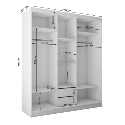 Szafa Przesuwna GRAZIA 180 cm z Lustrem Masseno