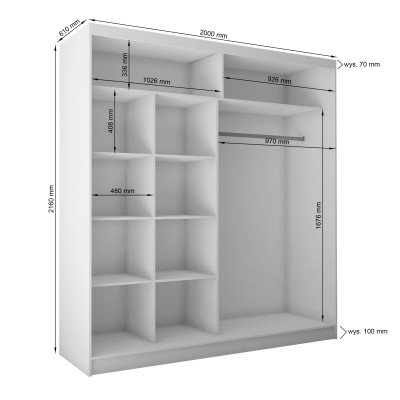 Szafa Przesuwna PATRIZIA 200 cm z Lustrem Masseno