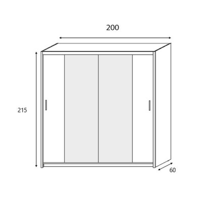 Szafa Przesuwna LUIGI 200 cm z Lustrem Masseno
