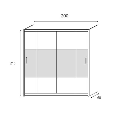 Szafa Przesuwna LUIGI 200 cm z Lustrem Masseno