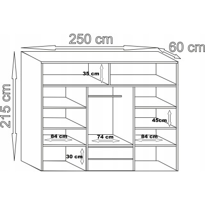Szafa Przesuwna MARTINA 250 cm z Lustrem Masseno