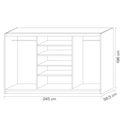 Szafa Przesuwna PORTIANO 196 cm z Lustrem Masseno