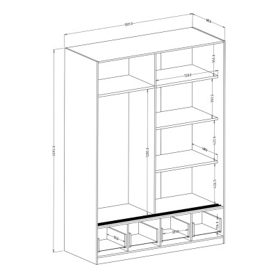 Szafa Przesuwna BETTINA 150 cm z Lustrem Masseno
