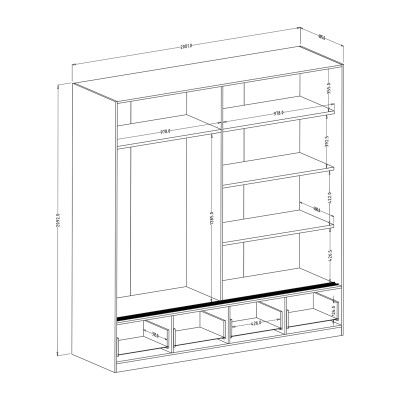 Szafa Przesuwna BETTINA 200 cm z Lustrem Masseno