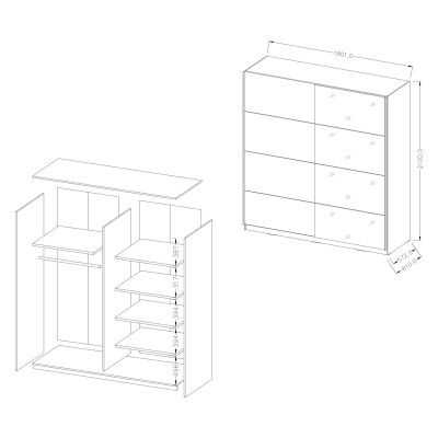 Szafa Przesuwna BETTINA 180 cm z Lustrem Masseno