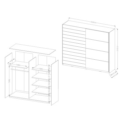 Szafa Przesuwna GALASSIA 220 cm Masseno