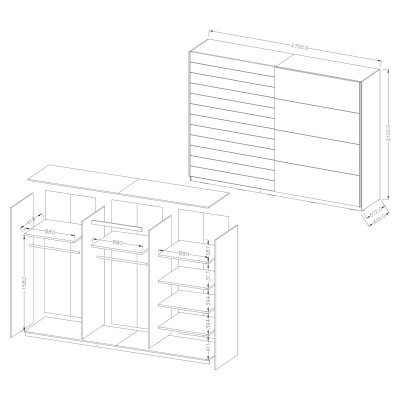 Szafa Przesuwna GALASSIA 270 cm Masseno