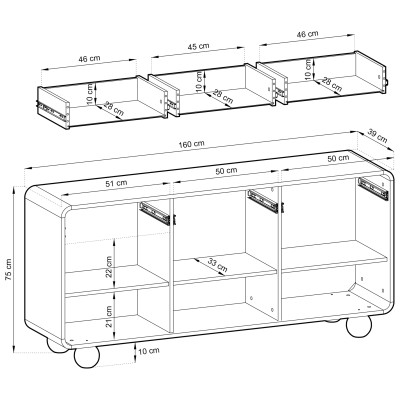 Komoda TONDO 160 cm do Salonu Sypialni