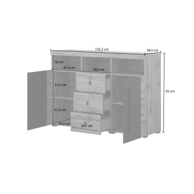 Komoda RISTO 132 cm do Salonu Sypialni