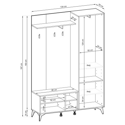 Garderoba DIAMANTE 134 cm