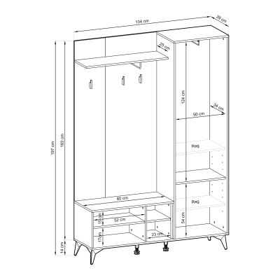 Garderoba DIAMANTE 134 cm