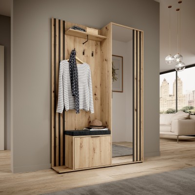 Masseno Garderoba NELIANA 131/192/40 cm do Przedpokoju Nowoczesna Dąb Artisan