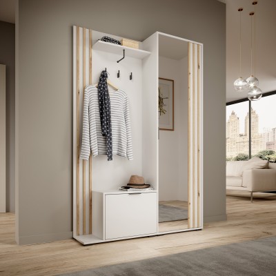 Masseno Garderoba NELIANA 131/192/40 cm do Przedpokoju Nowoczesna Biała