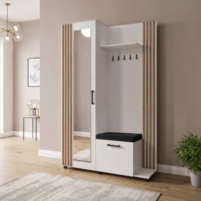 Masseno Garderoba ARMADIO 137/207/42 cm do Przedpokoju Nowoczesna Biała