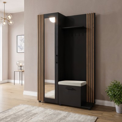 Masseno Garderoba ARMADIO 137/207/42 cm do Przedpokoju Nowoczesna Czarna